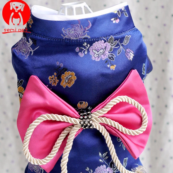 Japan Style Pet Cat Kimono small flower pet clothes dog cat kimono with Big bowknot Dress up necessary For Small Dog Cat