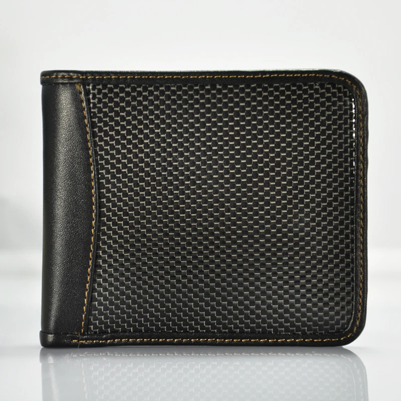 Credit Card Holder, Springk Slim Mini& Stylish RFID Blocking Wallet Carbon Fiber Leather Wallet Short for Men and Women