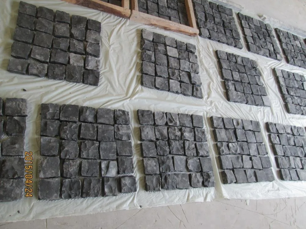Granite Mesh Backed Cobblestone Pavers Natural Stone Mesh Tile
