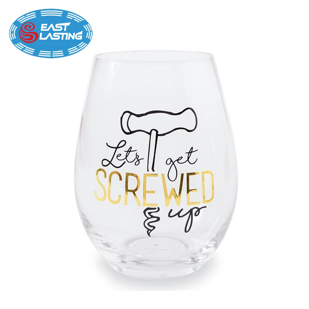 
Party and wedding favor sparkling decal pinky dots personalized glass tumbler, stemless wine glass 