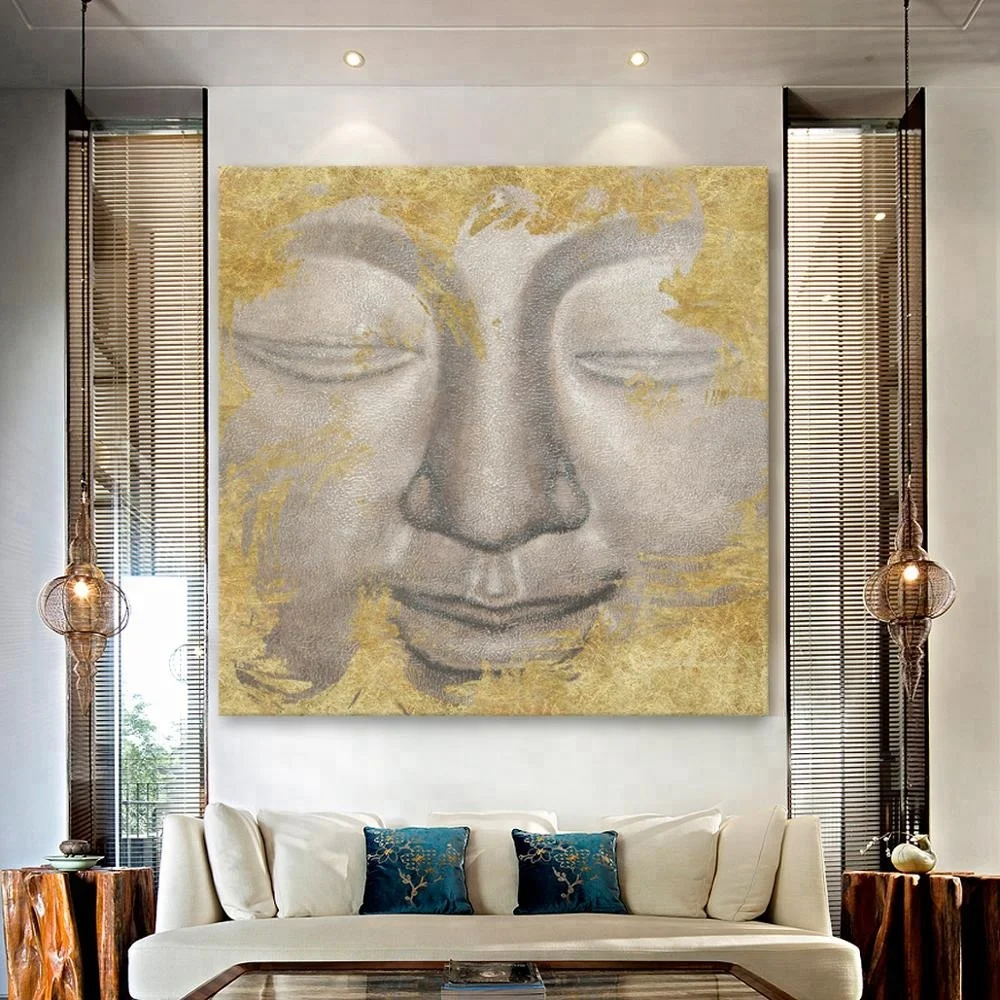 Abstract Buddha Wall Picture Gold Foil Abstract Canvas Art Oil Buddha Painting