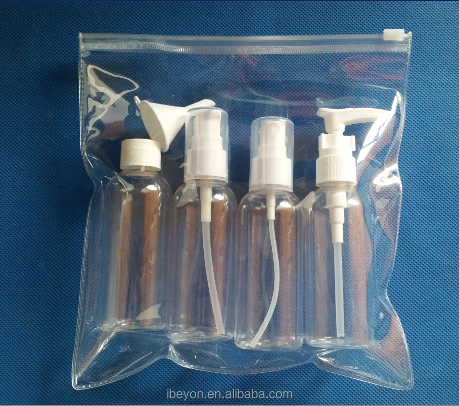 Косметическая пластиковая бутылка для макияжа с индивидуальным принтом, набор для путешествий с сумкой из ПВХ