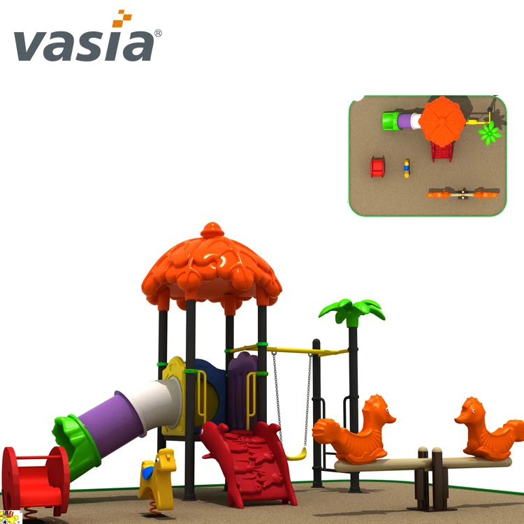  Китай надежного поставщика Vasia красочная дешевая Парк игрушки для детей пластиковый годный использования вне помещения игровая площадка с качелями и качели
