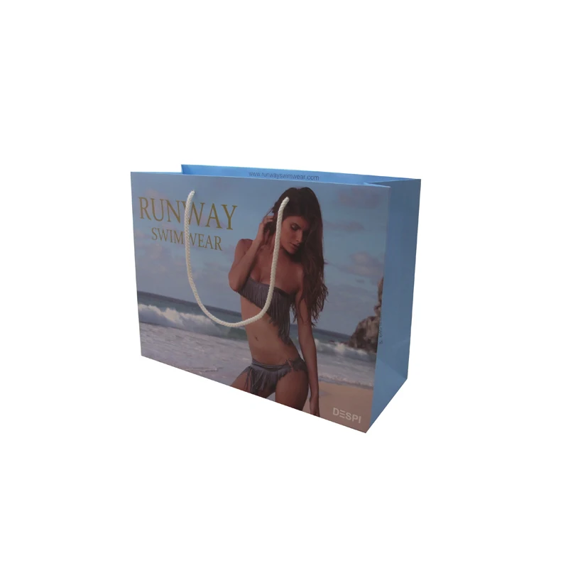 Luxury swimwear packaging paper bag summer swim blue  bags on sale