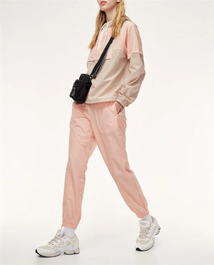 custom women pullover athletic hooded anorak jacket windbreaker