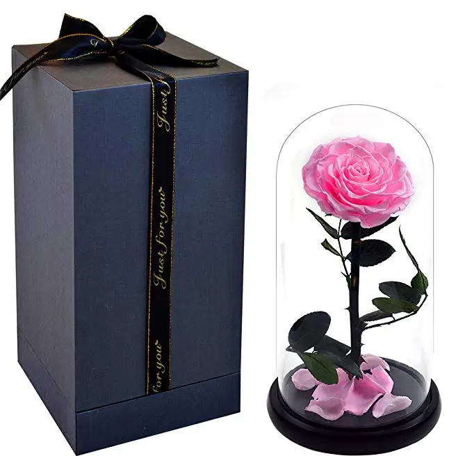 Wholesale eternal luxury roses real preserved flower roses in glass dome