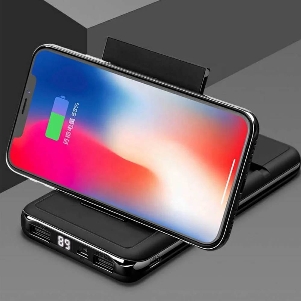 
Wireless Charger Power Bank with Phone Stand, 10000mAh Qi Wireless External Battery Pack Bank Portable Charger Compatible phones 