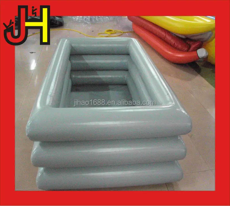 Three Tubes Inflatable Blue Rectangular Swimming Pool for Familly