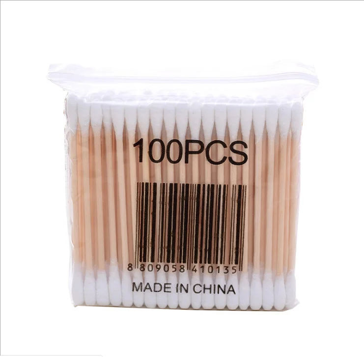 bamboo cotton ear buds in plastic bag packing