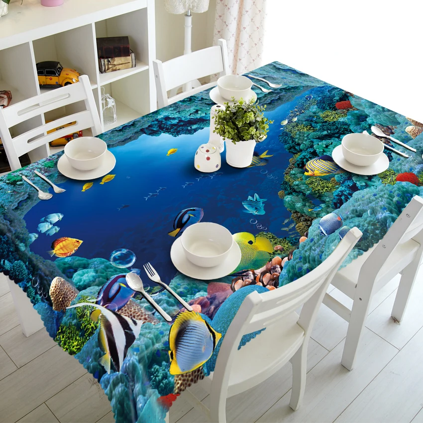 
Beautiful Fancy European Landscape Design Dining 3D Digital Printed Table Cloth 