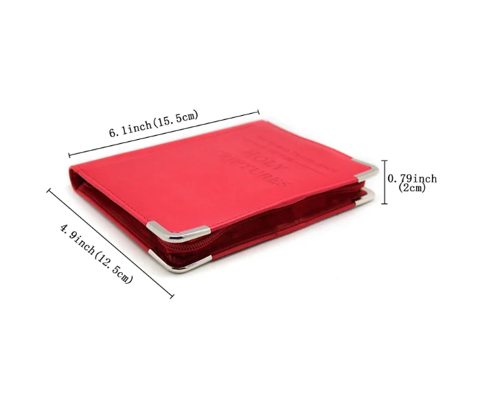 Custom PU Leather Bible Book Cover With Zipper