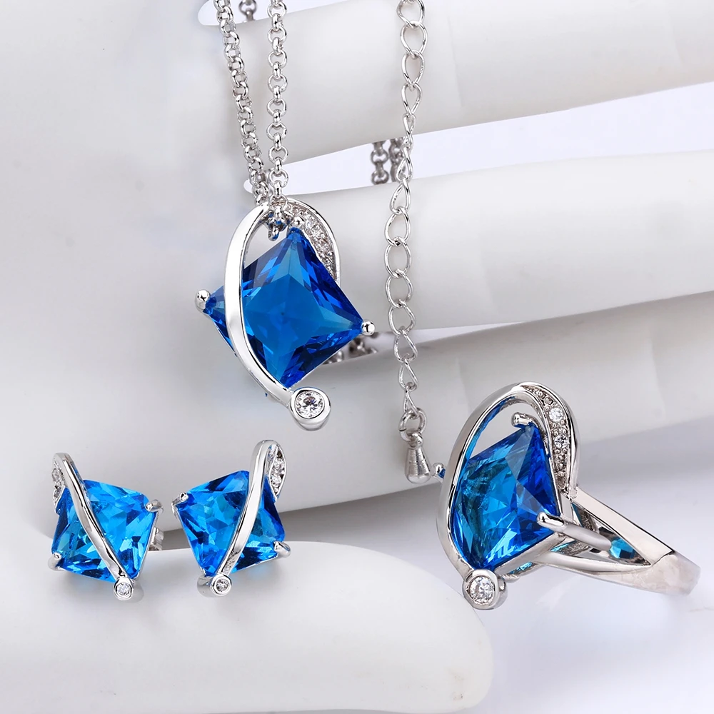 
2016 new model 925 sterling silver jewelry set with big zircon 