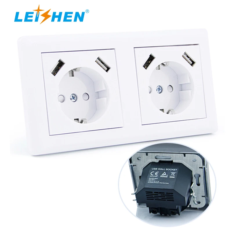EU usb schuko Socket 16A German Wall Socket schuko with USB A USB C Fast Charging steckdosen TUV Approval