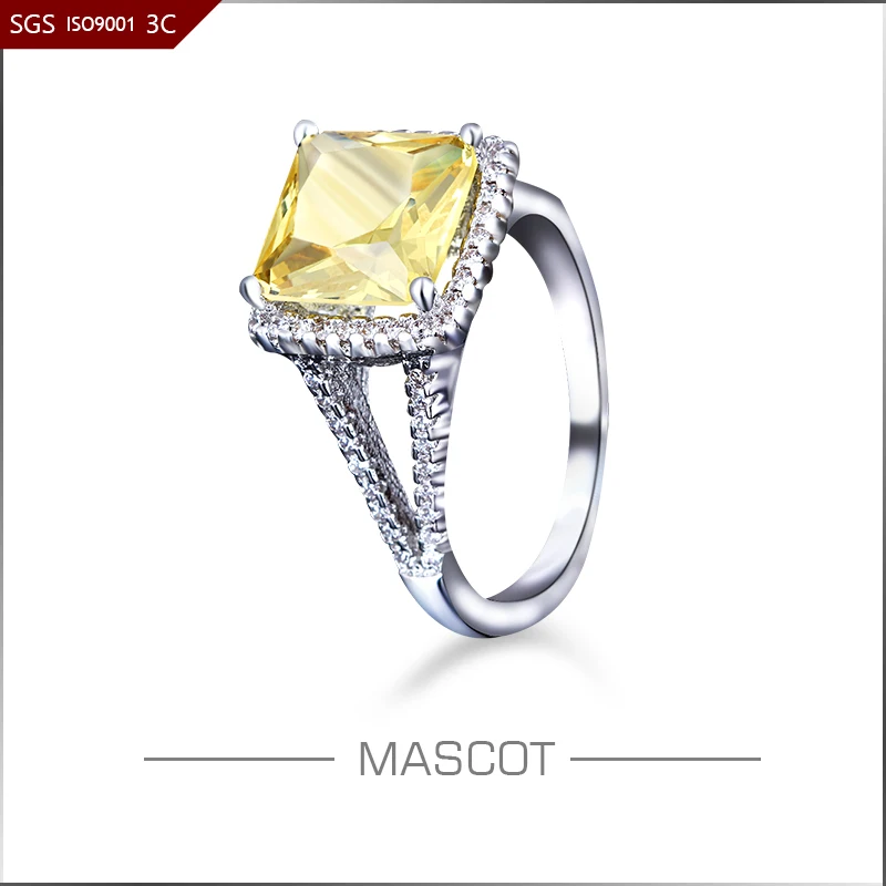 3A Grade CZ Stone Big yellow Gemstone Turkish Wedding Rings