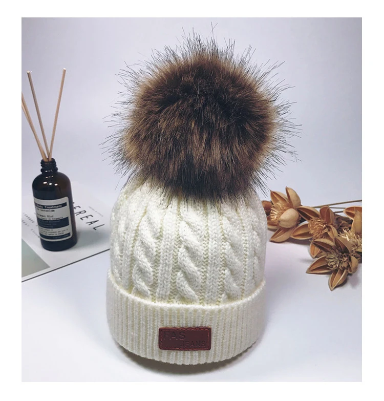 
wholesale winter Hot style lovely hair ball wool knitting braided beanie child cap hat for fashion 