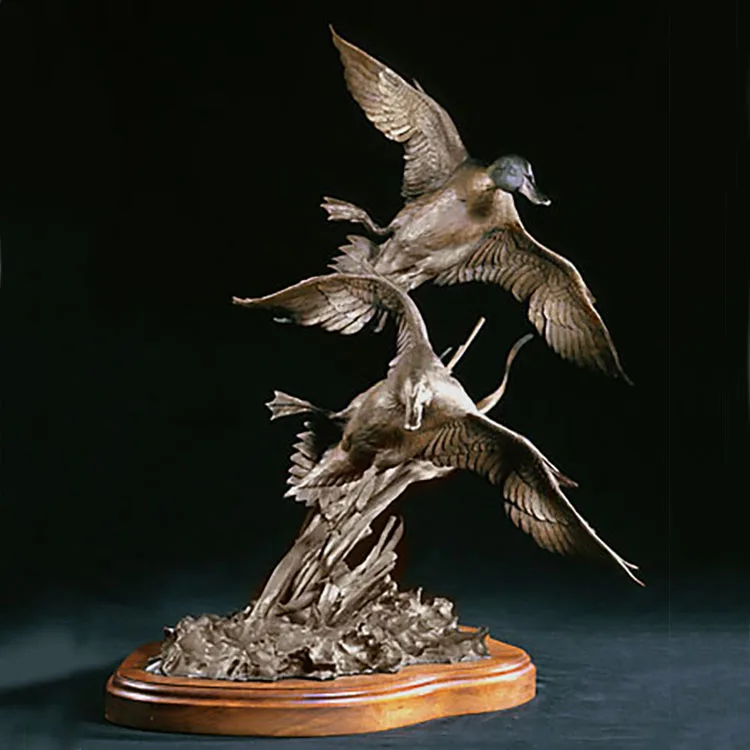 Custom decorative polyresin metal brass bronze peacock sculpture