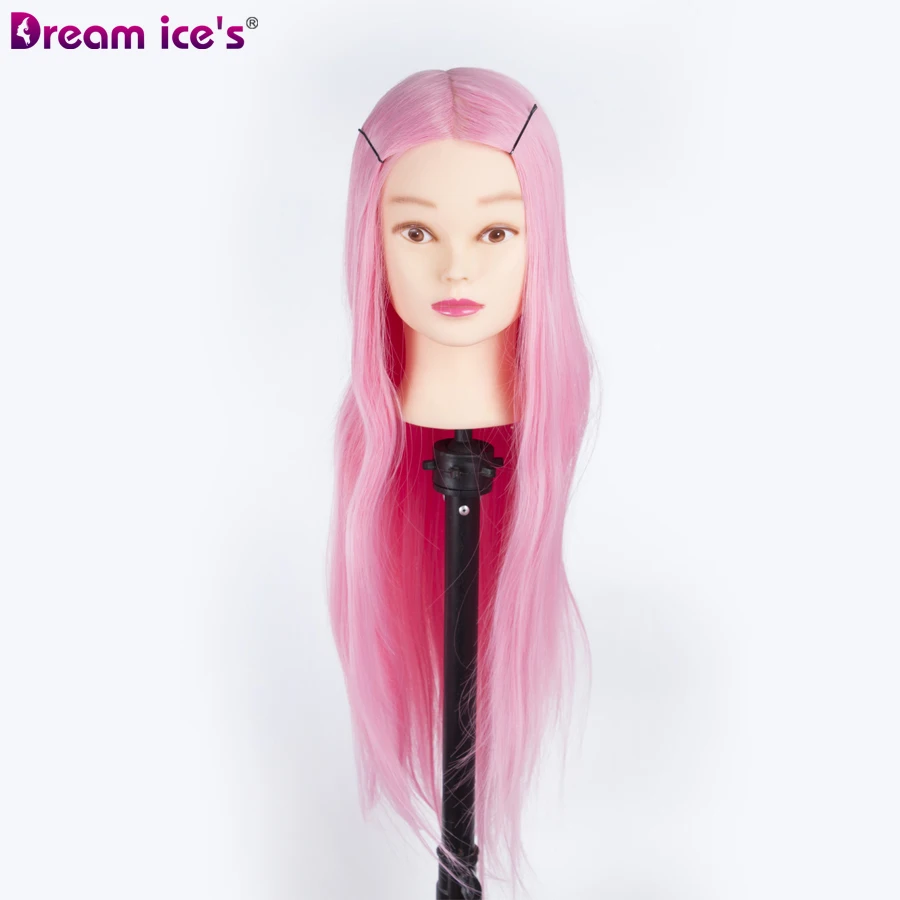 Styling Training Head Long Straight Synthetic Fiber Hair Manikin Cosmetology Doll Head For Hair Practice And Hairdressing