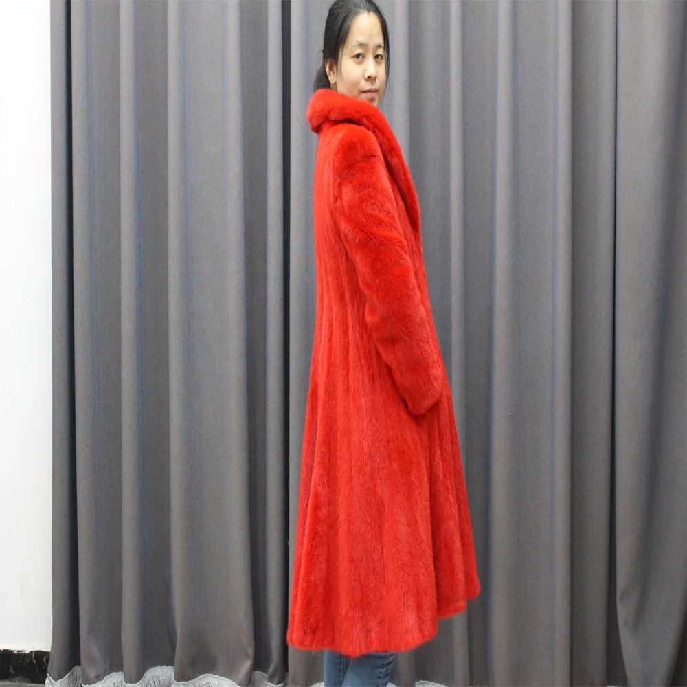 Wholesale And Retail Ladys Fashion Mink Fur Long Coat