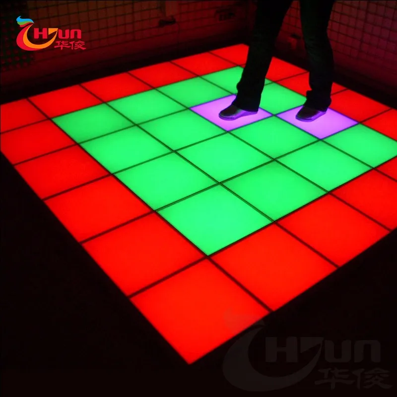 
China glass touched color changing light up dance floor mat 