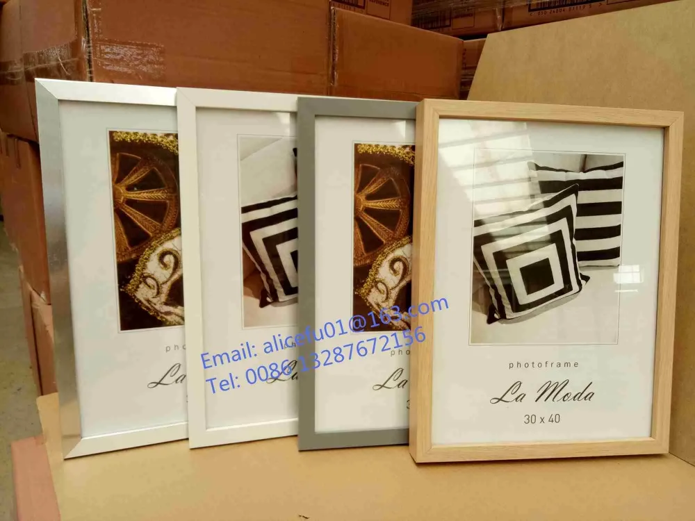 Manufacturer Supply Black White Silver Grey Oak MDF Photo Frame Double Matted Wooden photo frame A1 A2 A3 A4