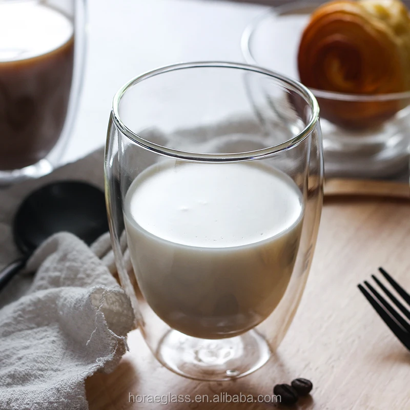 The glass coffee cup coffee cup with a transparent double wall glass heat-resistant
