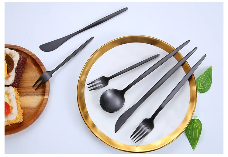 
Western dinner set blue black steak dessert coffee spoon 304 stainless steel knife and fork spoon 