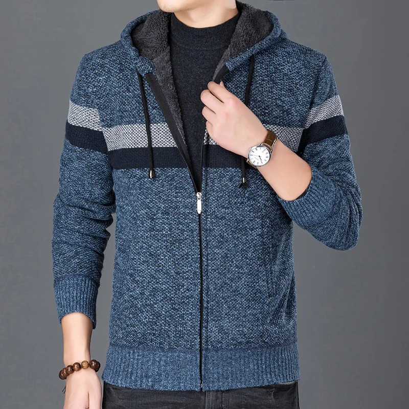 
winter fashion hooded classic zipper man thick knitted cardigan 