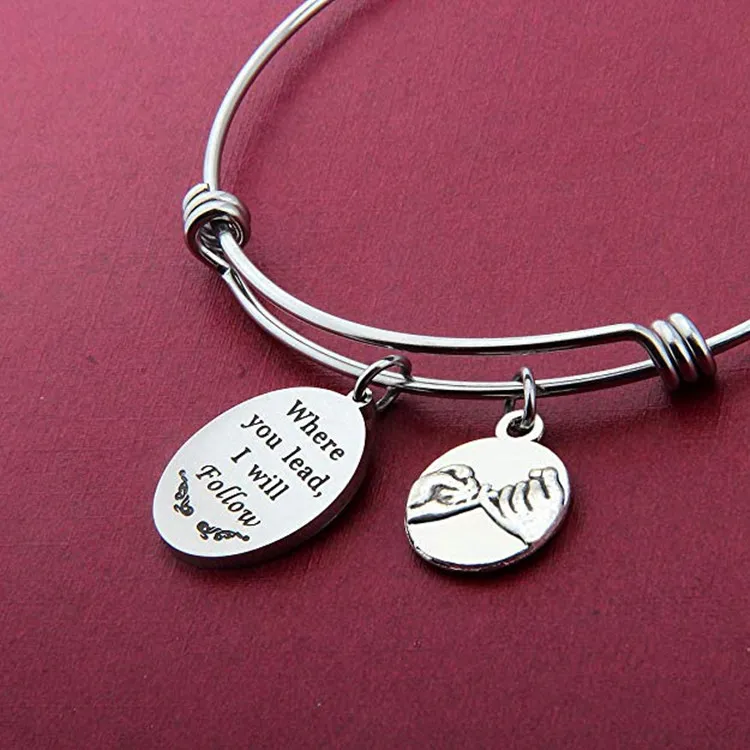 Gilmore Girls Mother Daughter gift Bracelet pinky promiss Where You Lead I Will Follow Friendship bracelet