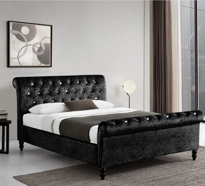 Удобная мягкая деревянная тканевая кровать большого размера