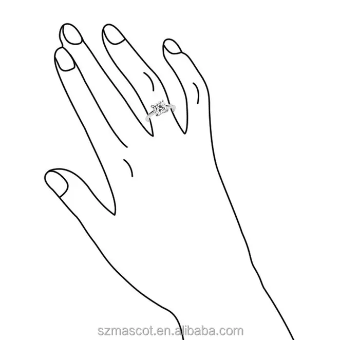 Simple Sterling Silver Square Solitaire Designs Stone CZ Ring thailand