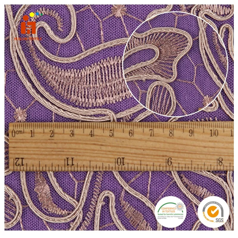 Alibaba оптового рынка трикотажной сетки французский шнурок вышивки пейсли шнур кружевной ткани