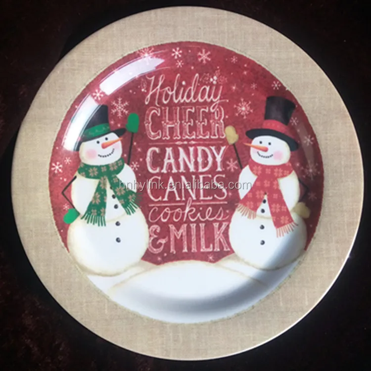 A5 8.5 Inch Cheap Custom Printing Character Round Plastic Christmas Melamine Kids Catering Dinner Plate