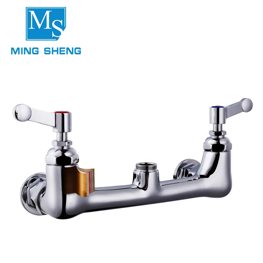 Wall-mounted Kitchen Pre Rinse Sink Mixer Taps  with Long Flexible Spring Hose