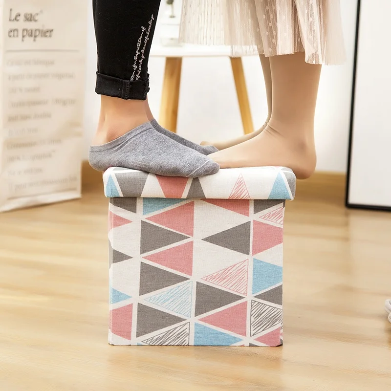 
Dongyi Cheap Linen Print Folding Living Room Foam Cube Ottoman 