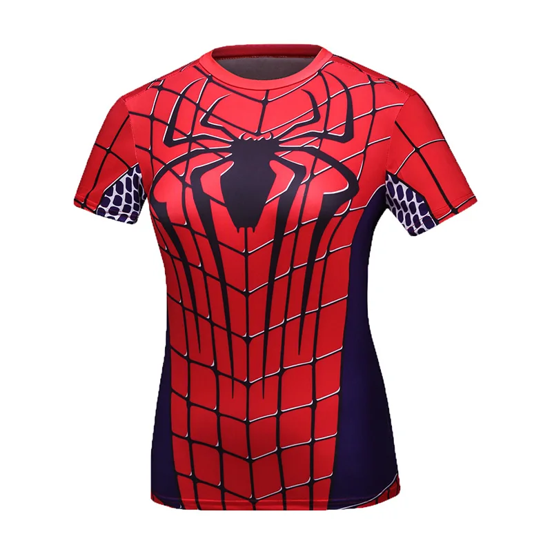 DC Comics Women Superhero Spiderman Halloween Costume T Shirt Fitness Tights Under Tees