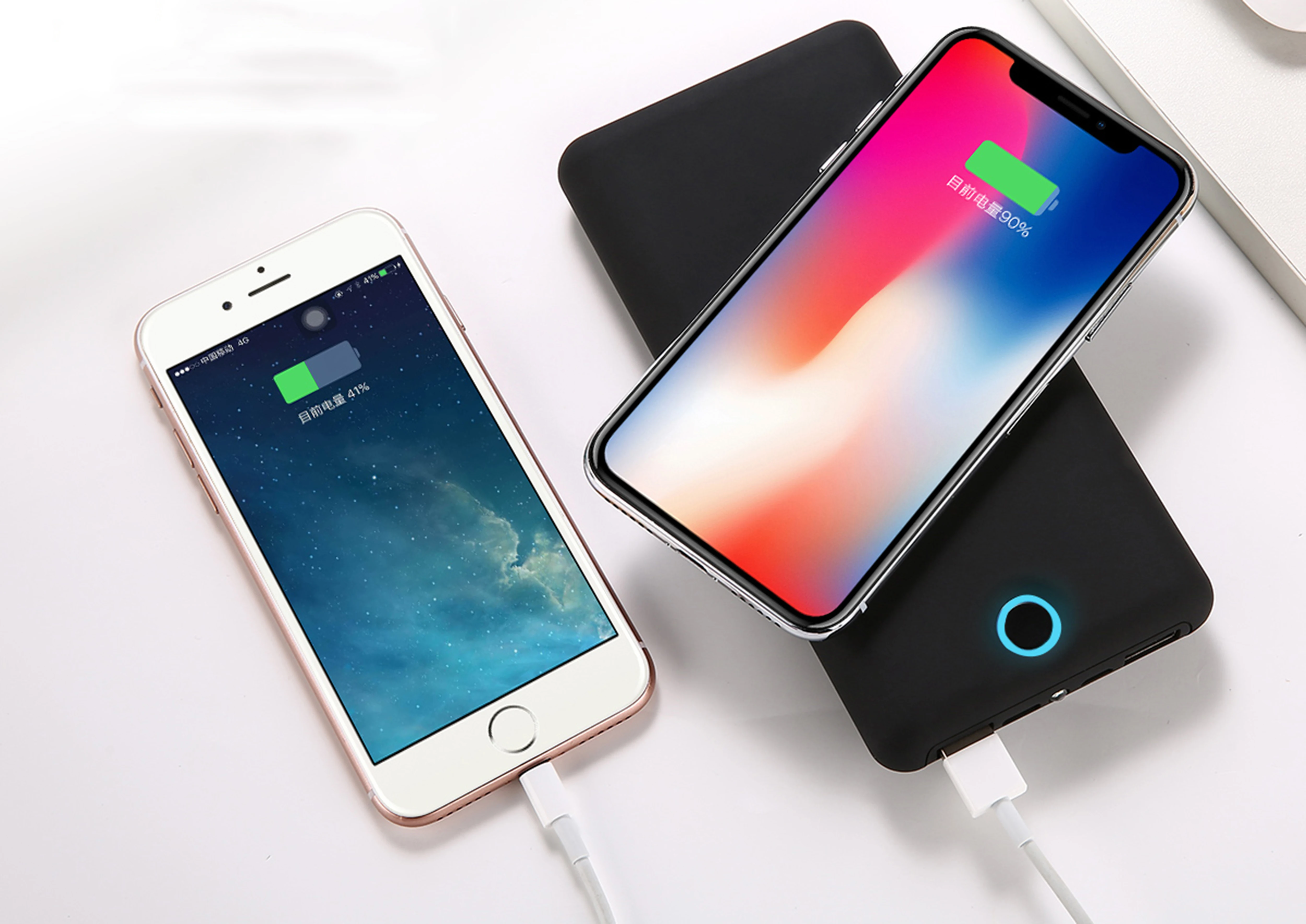 Wireless Power Bank 20000 mAh Fast Charge Portable Charger External Battery Pack with Built-in Flashlight