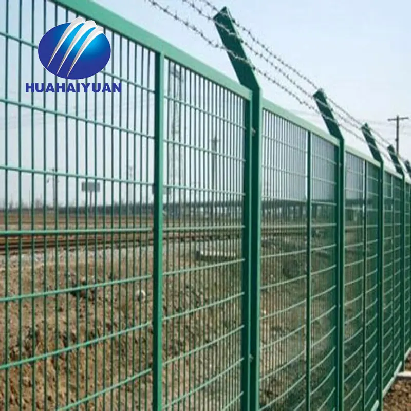 Ограждение для аэропорта с ПВХ покрытием, защита от взлома с колючей проволокой, ограждение для аэропорта, безопасное сварное сетчатое ограждение
