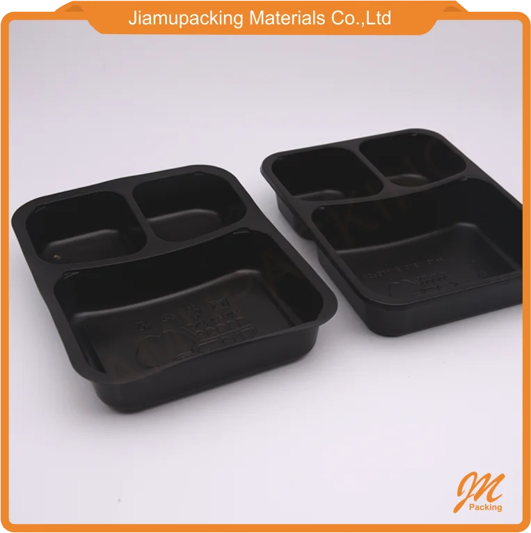 Frozen 3 compartment microwave disposable plastic food container or tray packaging