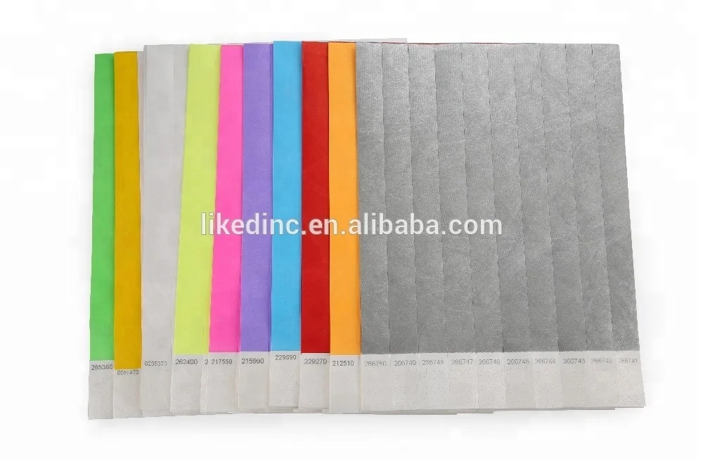 High class colorful event bracelets tyvek printing label wristband for all festival