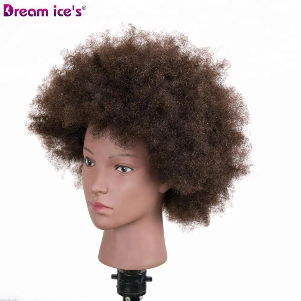 Wholesale African Barber Men Braiding Practice Hairdresser Training Doll Head,Human Curly Hair Styling Afro Male Mannequin Head