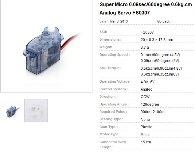 Feetech/Fitec FS0307 0 6 кг аналоговый 3 7 г микро сервопривод для самолета
