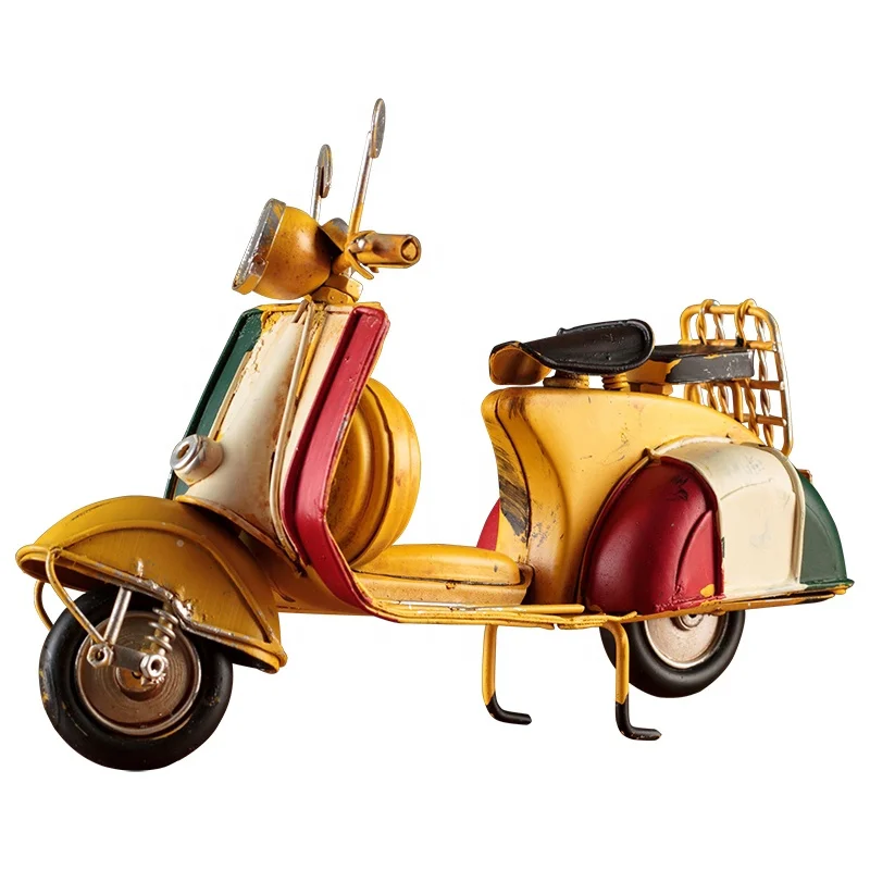 High Quality Iron Crafts Retro Motorcycle Model Handmade Metal Decor Vintage Scooter Model For Pub Home Office Table Decor
