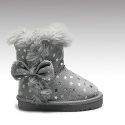 Wholesale Cheap Bow Style Glitter Printing Cute Warm Winter Little Girls Kids Snow Boot