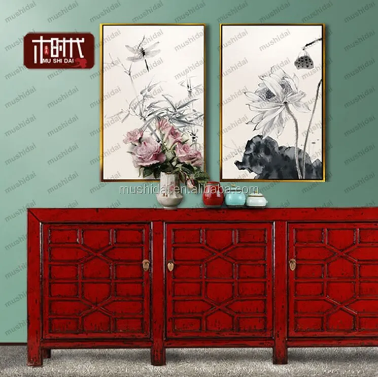 
industrial style fashinal Original high quality thick wood home furniture chinese colorful sideboard home storage cabinet 
