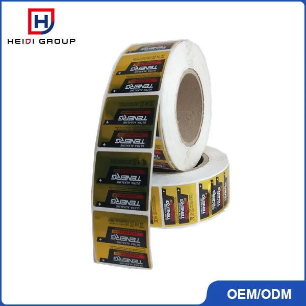 Custom battery sticker labels PET shrink film battery packaging labels pet sticker