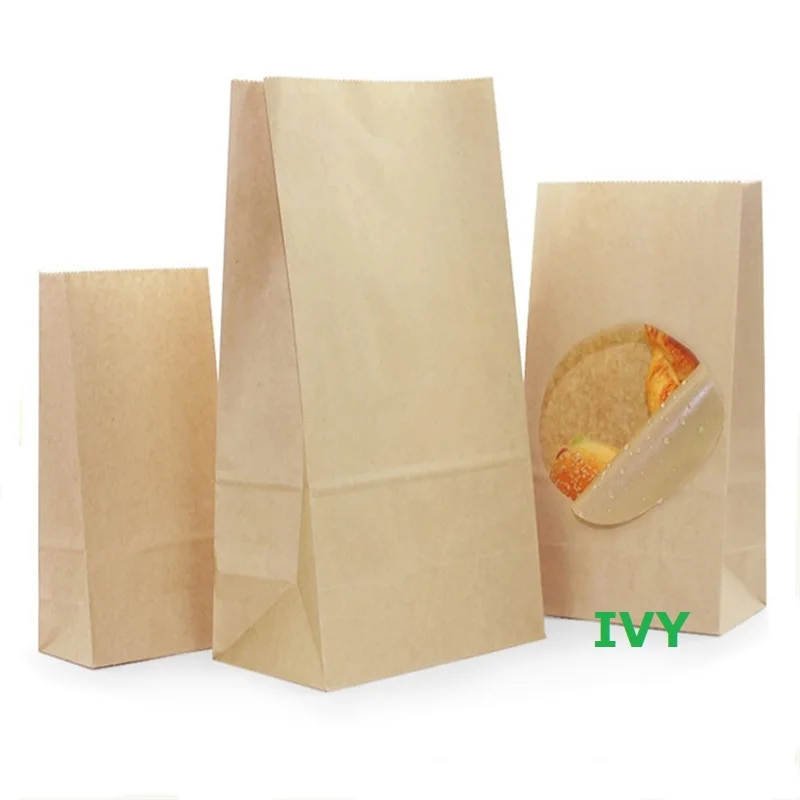 Food Grade Custom Printed Greaseproof Sandwich  bread Packaging Brown or White Kraft Paper Bag