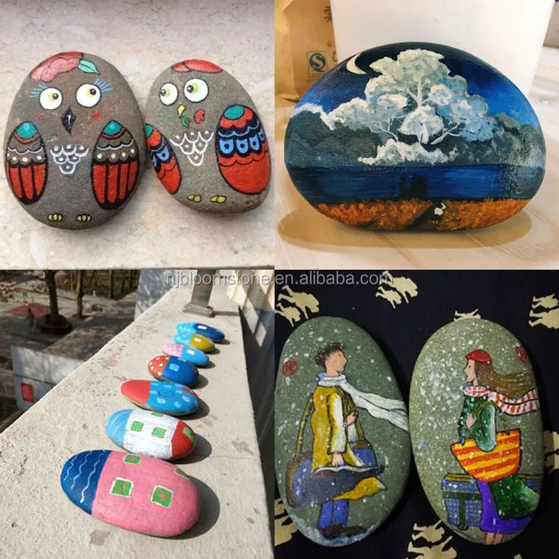 
Colored Flat Round Nature Stone DIY Painting Pebbles 