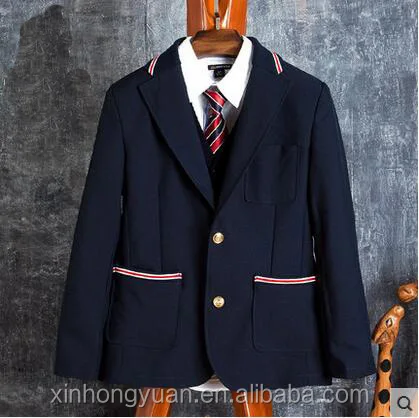 custom fashion spring blue/red English style high school boys formal blazer suits uniforms