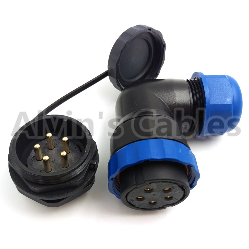SD28 TAZM 5 pin IP67 waterproof Panel Mount connector Electrical equipment power cable connector 90 degree elbow plug and socket