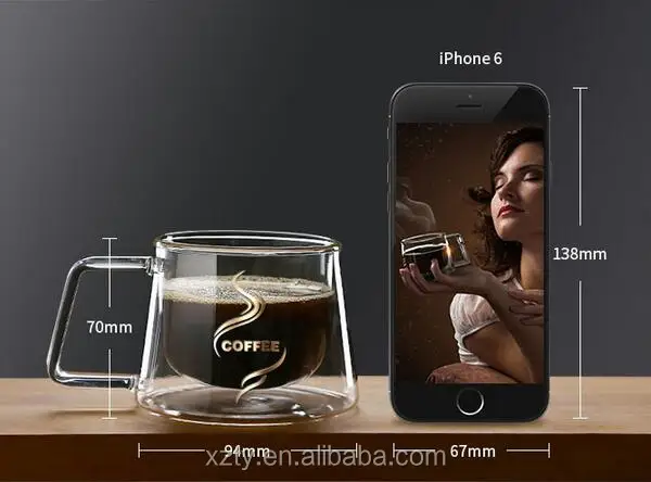 200 мл Изолированная стеклянная чашка в европейском стиле/домашняя кофейная чашка/кружка для завтрака с ручкой